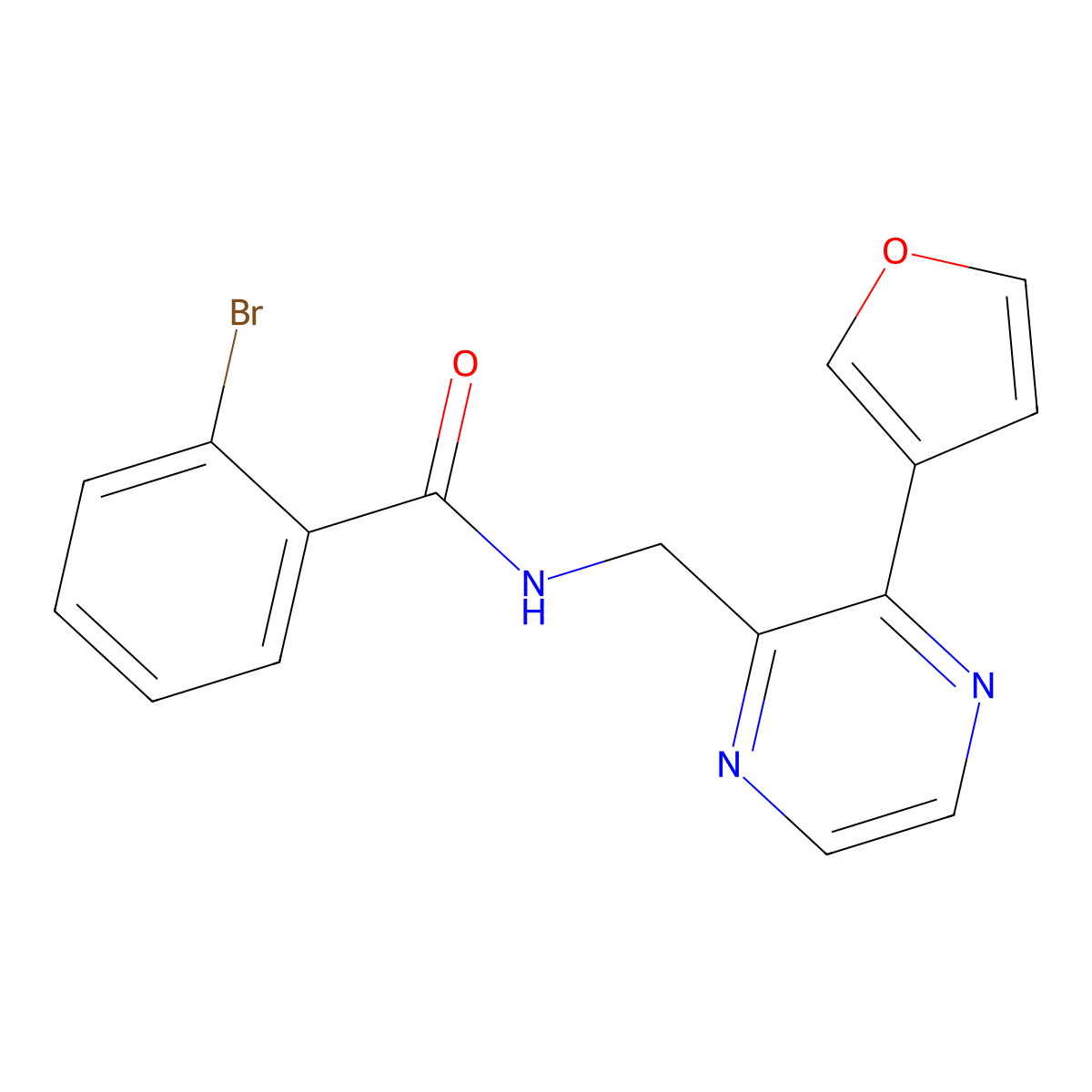 2-bromo-N-{[3-(furan-3-yl)pyrazin-2-yl]methyl}benzamide molecular structure, CAS 2034395-30-5