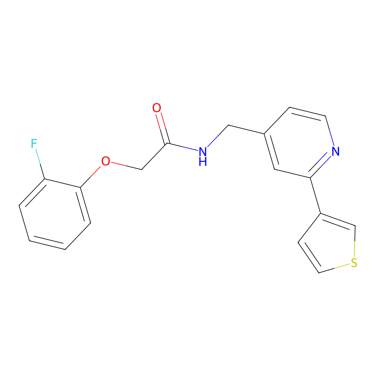 2-(2-fluorophenoxy)-N-{[2-(thiophen-3-yl)pyridin-4-yl]methyl}acetamide molecular structure, CAS 2034395-45-2