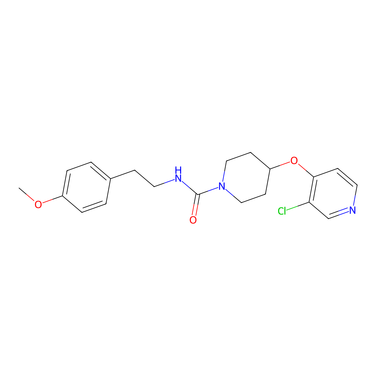 4-((3-chloropyridin-4-yl)oxy)-N-(4-methoxyphenethyl)piperidine-1-carboxamide molecular structure, CAS 2034395-46-3