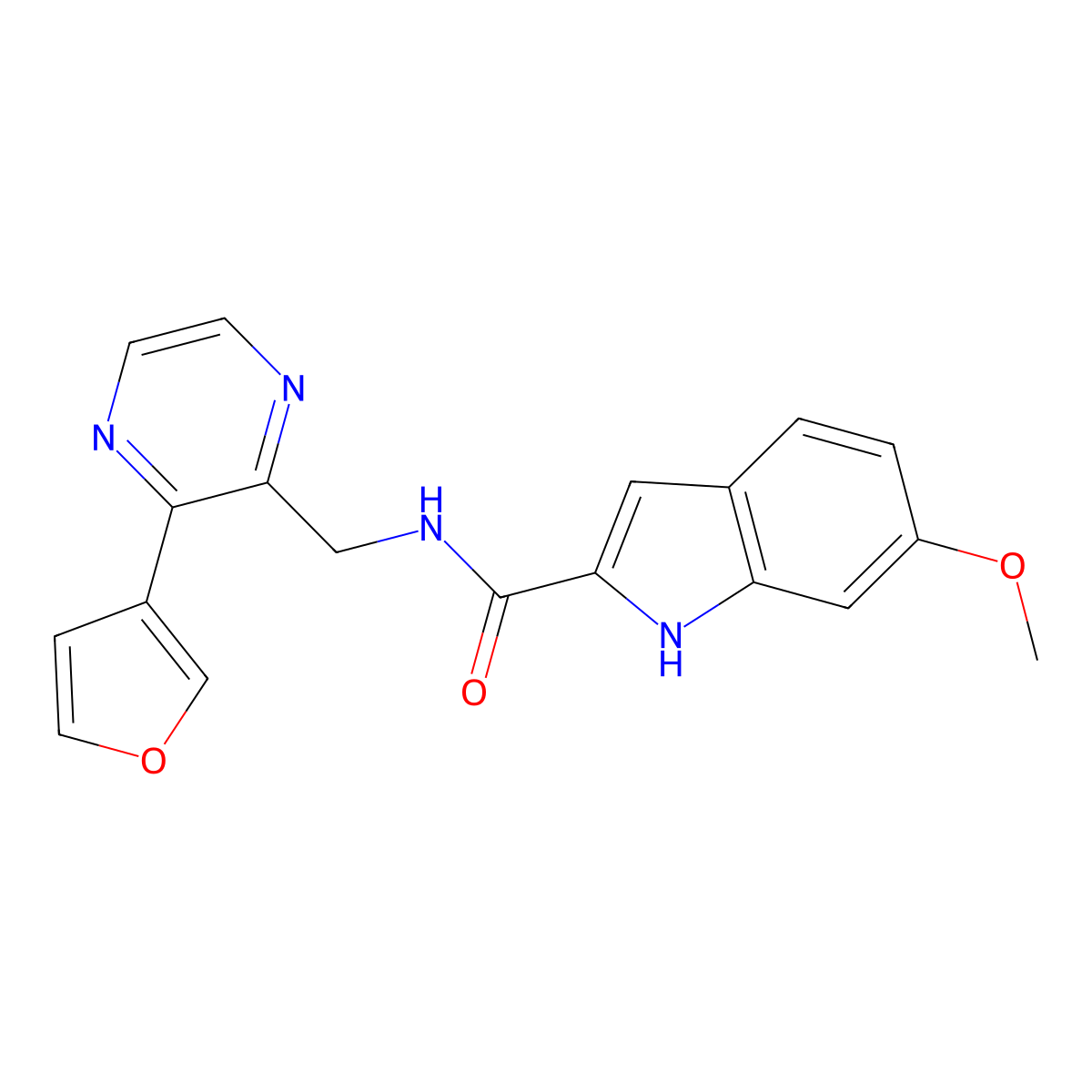 N-{[3-(furan-3-yl)pyrazin-2-yl]methyl}-6-methoxy-1H-indole-2-carboxamide molecular structure, CAS 2034395-48-5
