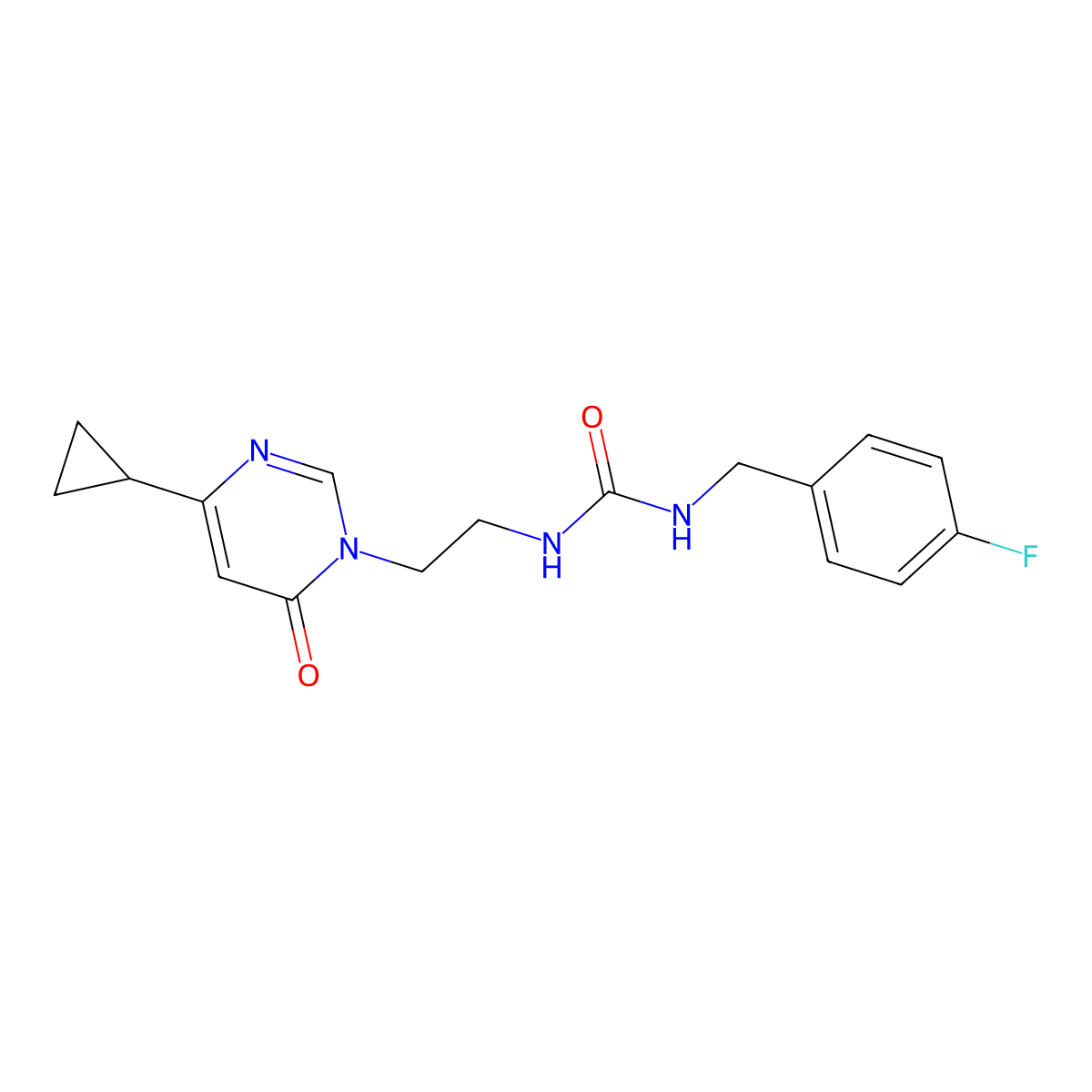 1-(2-(4-cyclopropyl-6-oxopyrimidin-1(6H)-yl)ethyl)-3-(4-fluorobenzyl)urea molecular structure, CAS 2034395-50-9