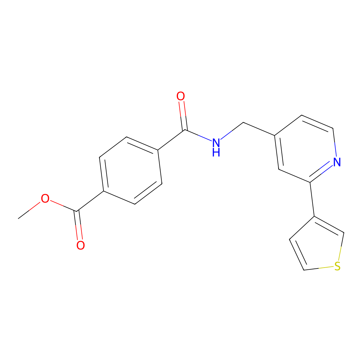 Methyl 4-({[2-(thiophen-3-yl)pyridin-4-yl]methyl}carbamoyl)benzoate molecular structure, CAS 2034395-52-1