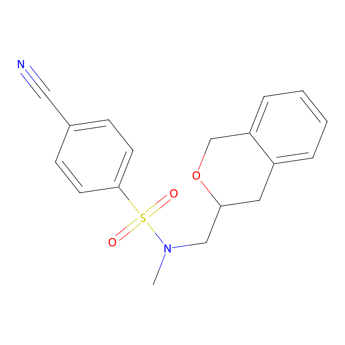 4-cyano-N-(isochroman-3-ylmethyl)-N-methylbenzenesulfonamide molecular structure, CAS 2034395-54-3