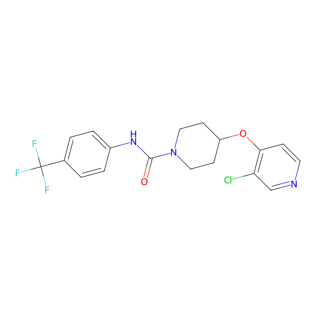 4-((3-chloropyridin-4-yl)oxy)-N-(4-(trifluoromethyl)phenyl)piperidine-1-carboxamide molecular structure, CAS 2034395-55-4