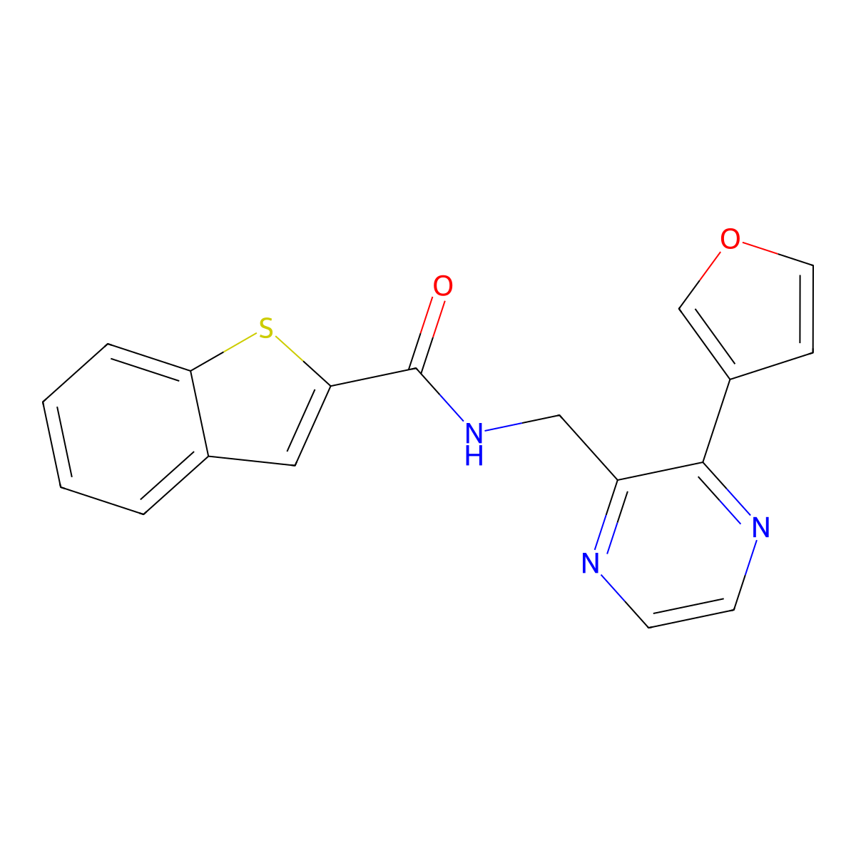 N-((3-(furan-3-yl)pyrazin-2-yl)methyl)benzo[b]thiophene-2-carboxamide molecular structure, CAS 2034395-57-6