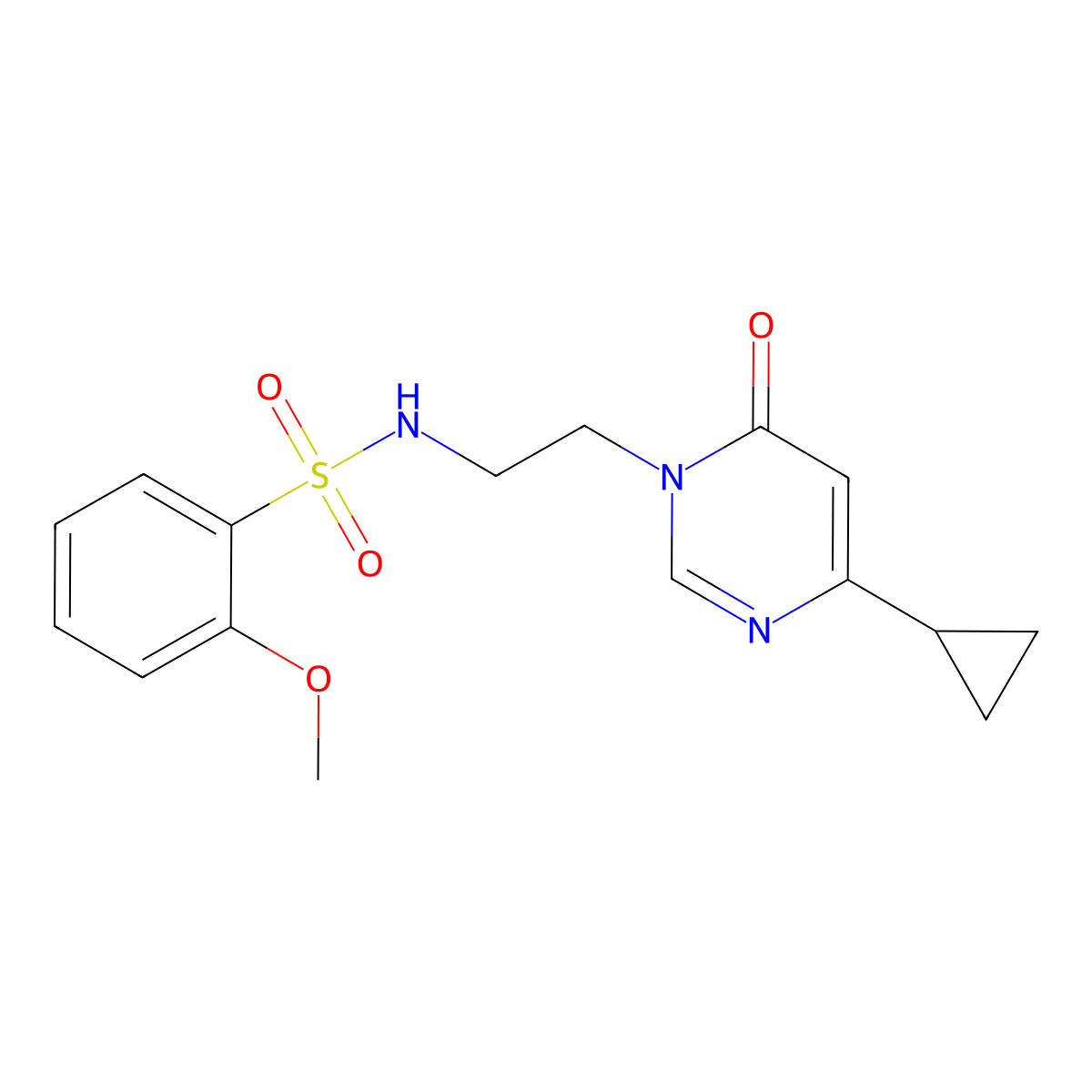 N-(2-(4-cyclopropyl-6-oxopyrimidin-1(6H)-yl)ethyl)-2-methoxybenzenesulfonamide molecular structure, CAS 2034395-58-7