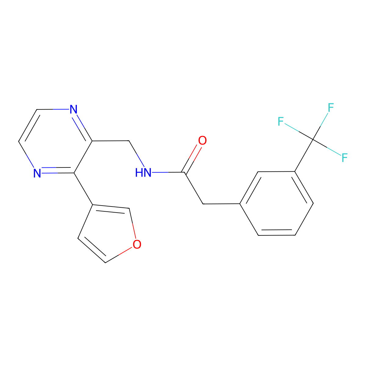 N-{[3-(furan-3-yl)pyrazin-2-yl]methyl}-2-[3-(trifluoromethyl)phenyl]acetamide molecular structure, CAS 2034395-63-4