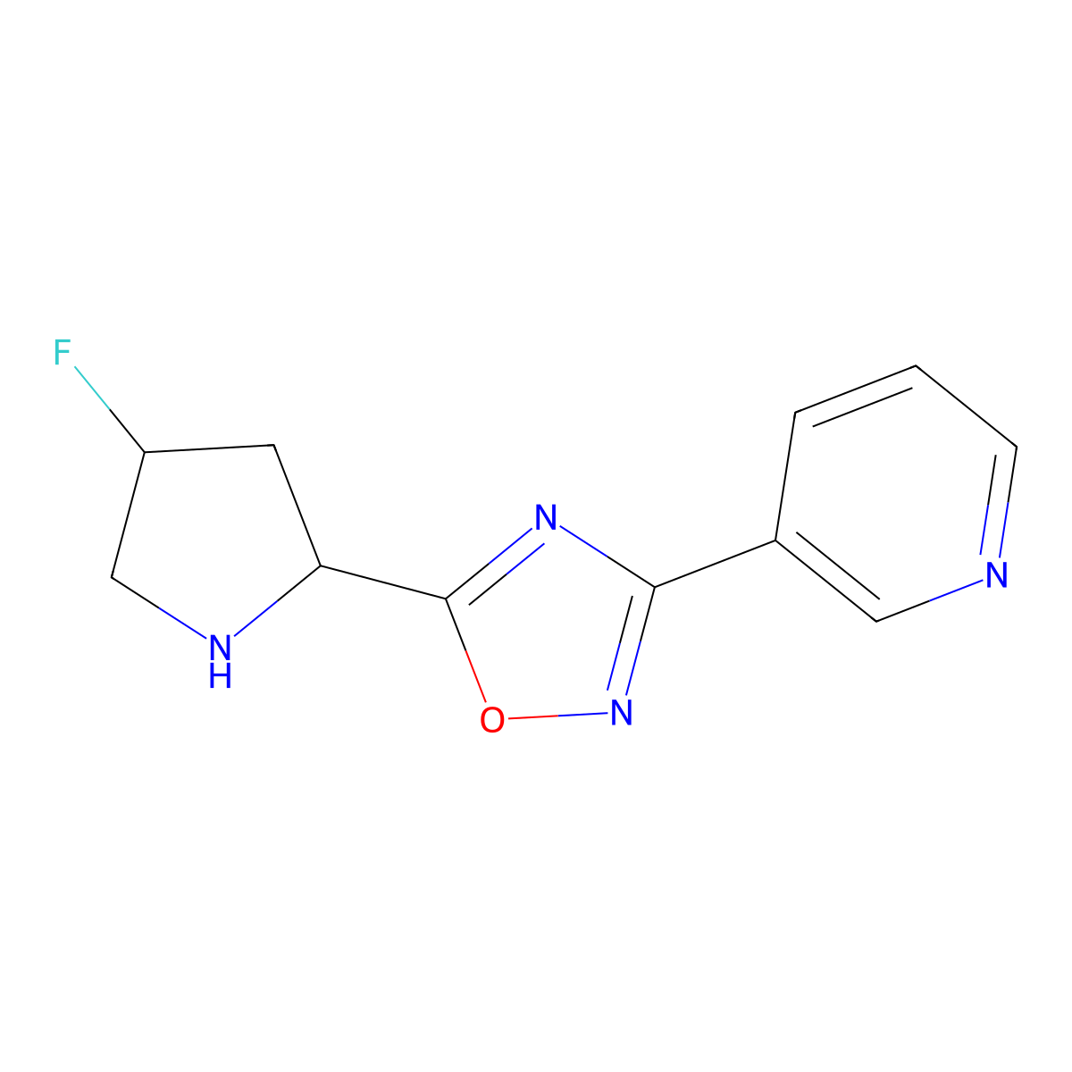5-(4-Fluoropyrrolidin-2-yl)-3-(pyridin-3-yl)-1,2,4-oxadiazole molecular structure, CAS 2034395-65-6