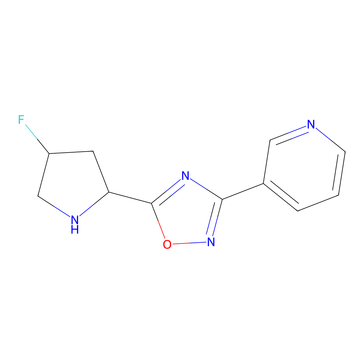 5-(4-Fluoropyrrolidin-2-yl)-3-(pyridin-3-yl)-1,2,4-oxadiazole molecular structure, CAS 2034395-65-6