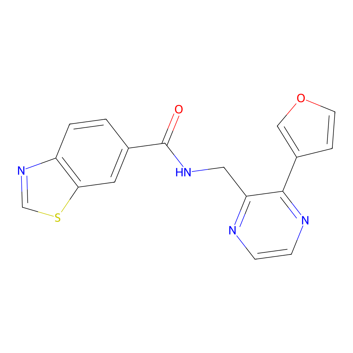 N-((3-(furan-3-yl)pyrazin-2-yl)methyl)benzo[d]thiazole-6-carboxamide molecular structure, CAS 2034395-69-0
