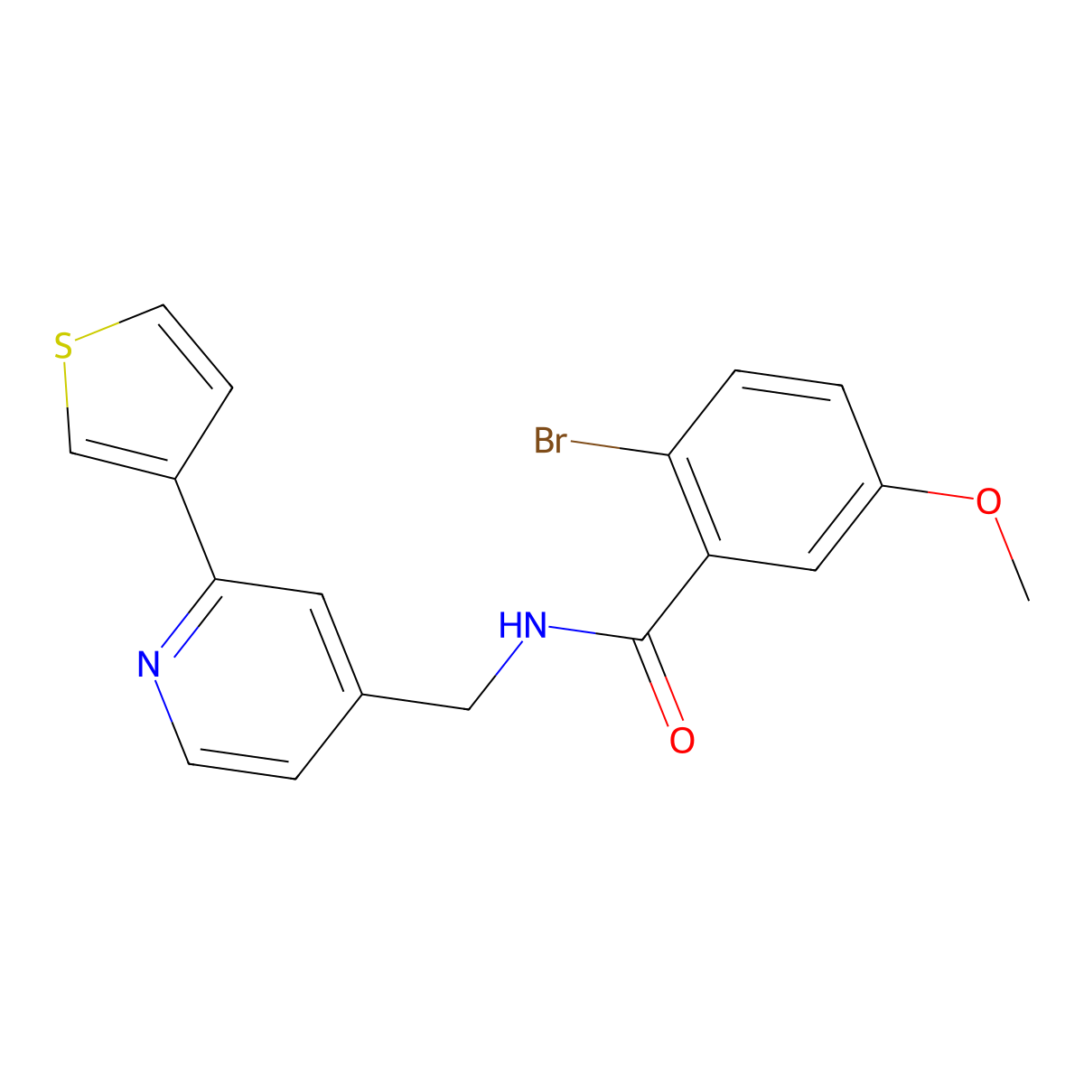 2-bromo-5-methoxy-N-{[2-(thiophen-3-yl)pyridin-4-yl]methyl}benzamide molecular structure, CAS 2034395-72-5