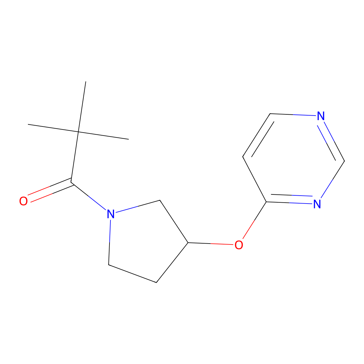 2,2-Dimethyl-1-[3-(pyrimidin-4-yloxy)pyrrolidin-1-yl]propan-1-one molecular structure, CAS 2034395-73-6