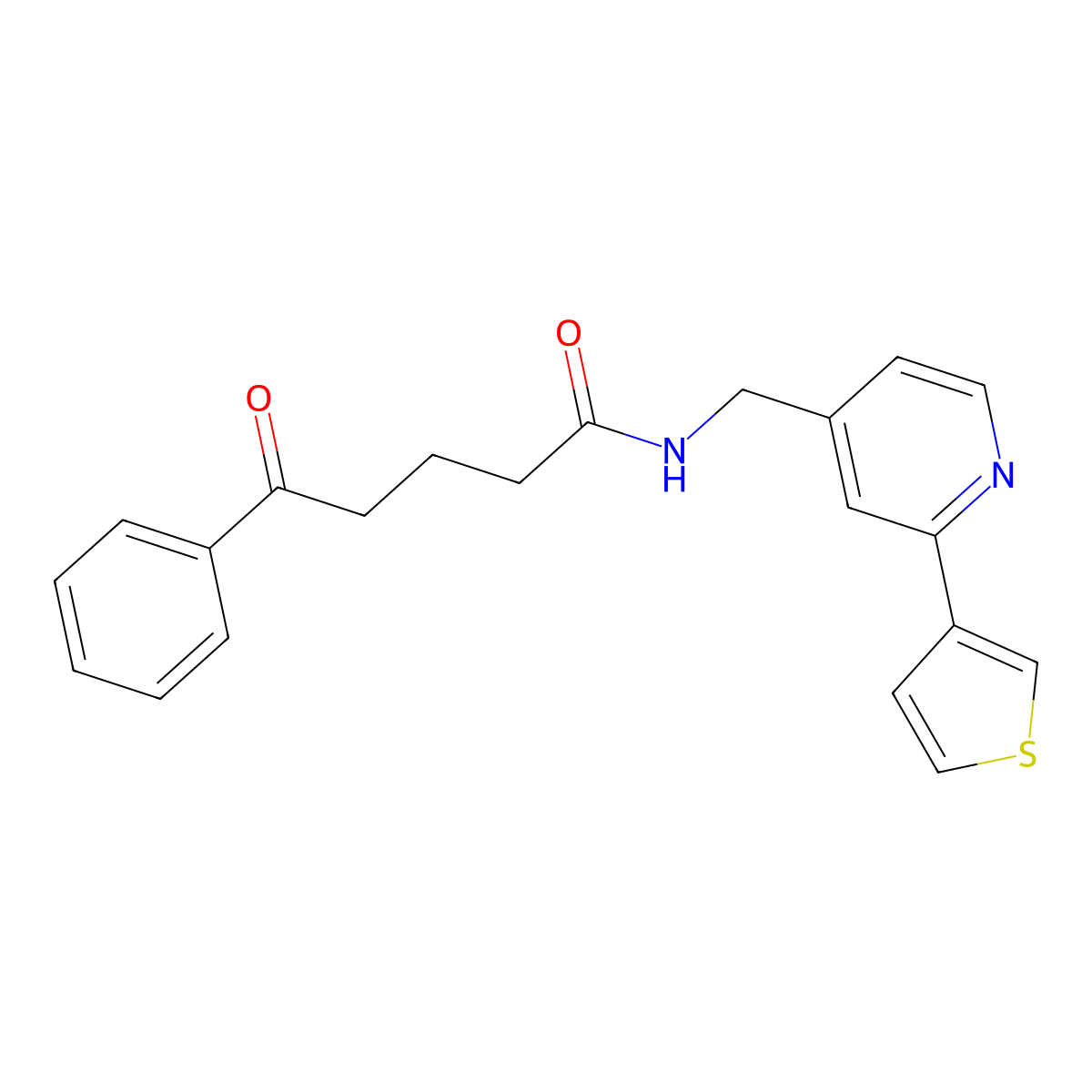5-oxo-5-phenyl-N-{[2-(thiophen-3-yl)pyridin-4-yl]methyl}pentanamide molecular structure, CAS 2034395-77-0