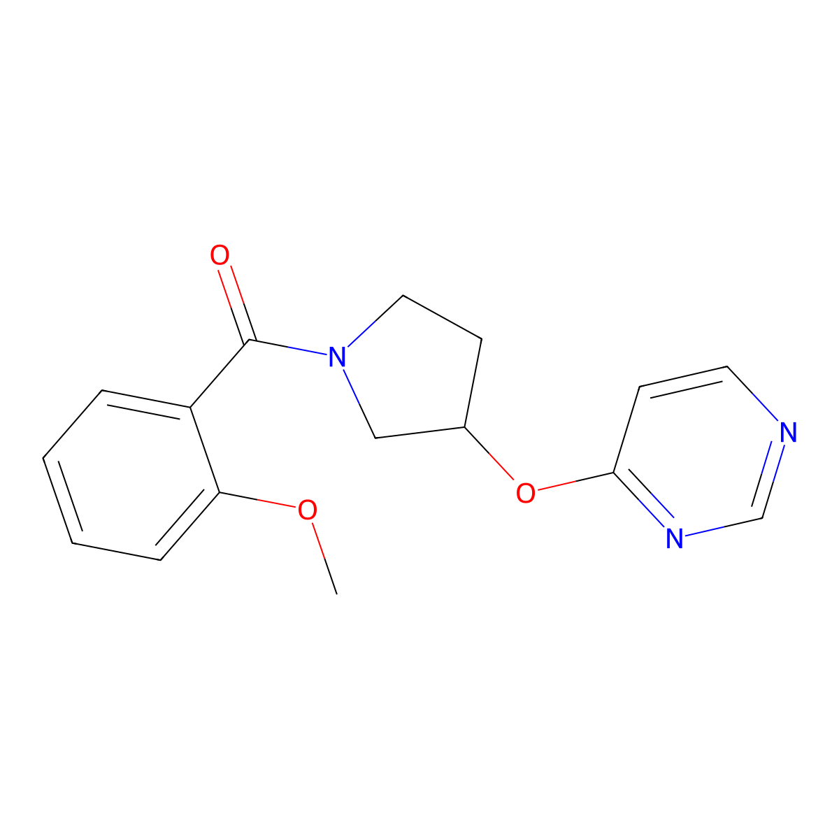 (2-Methoxyphenyl)(3-(pyrimidin-4-yloxy)pyrrolidin-1-yl)methanone molecular structure, CAS 2034395-78-1