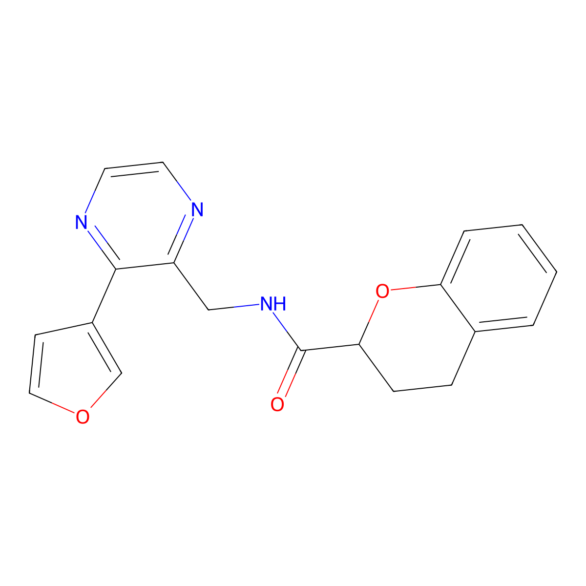 N-((3-(furan-3-yl)pyrazin-2-yl)methyl)chroman-2-carboxamide molecular structure, CAS 2034395-81-6
