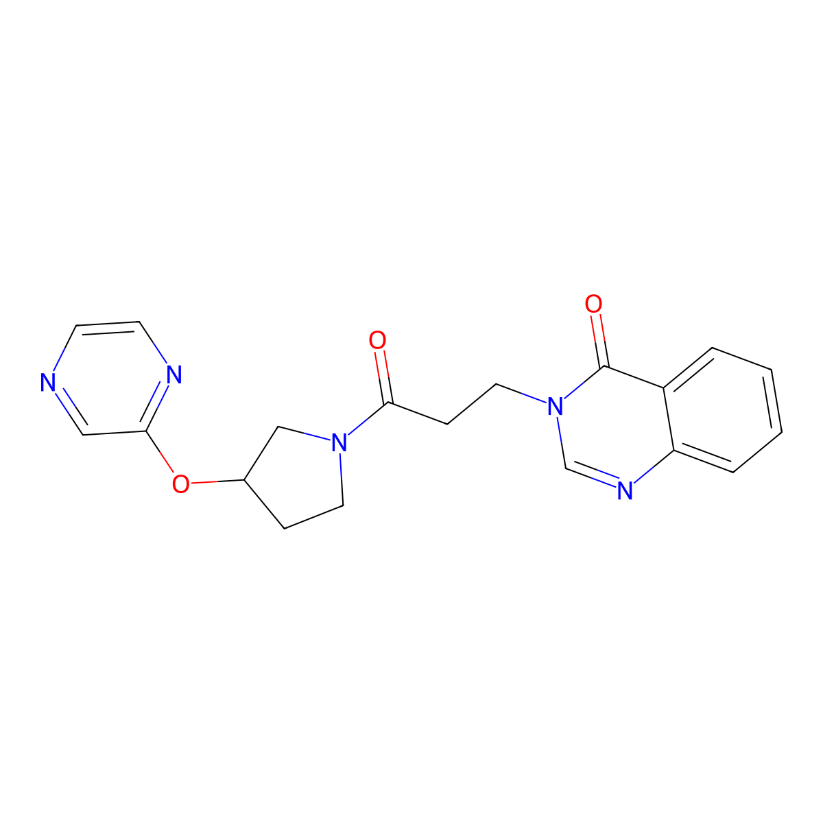3-(3-oxo-3-(3-(pyrazin-2-yloxy)pyrrolidin-1-yl)propyl)quinazolin-4(3H)-one molecular structure, CAS 2034395-82-7