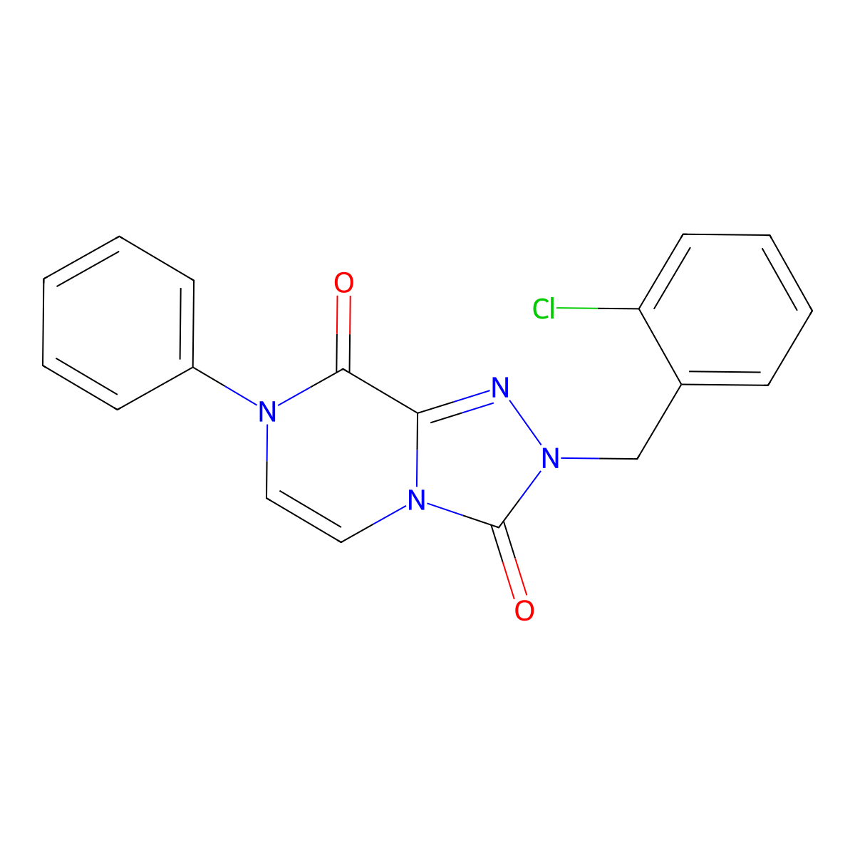 2-(2-chlorobenzyl)-7-phenyl-[1,2,4]triazolo[4,3-a]pyrazine-3,8(2H,7H)-dione molecular structure, CAS 2034395-89-4