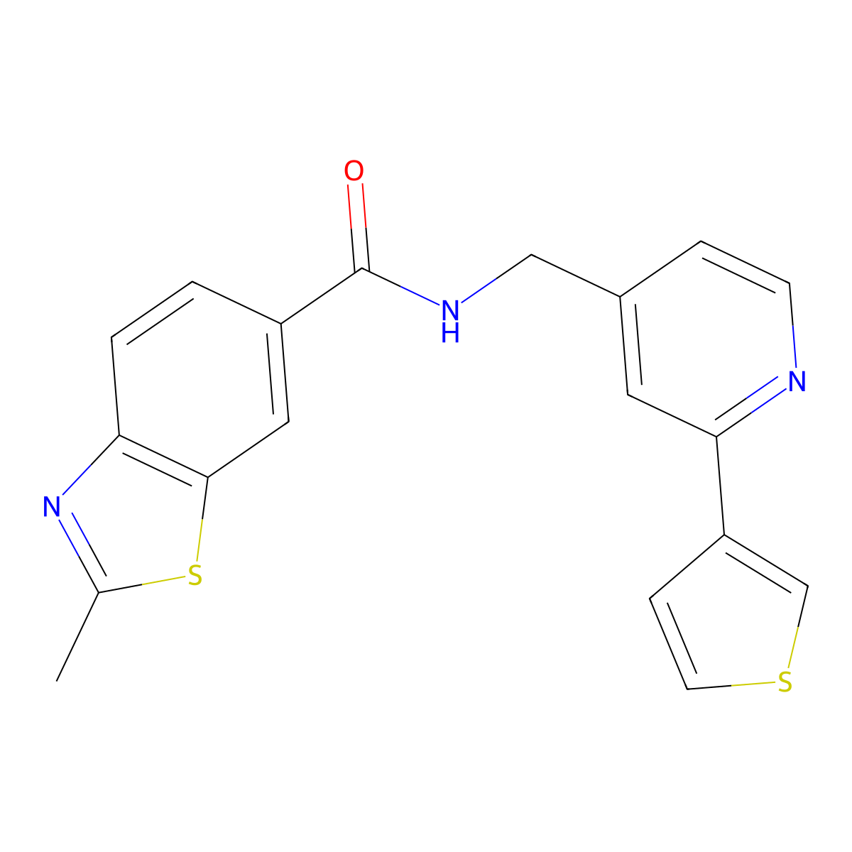 2-methyl-N-((2-(thiophen-3-yl)pyridin-4-yl)methyl)benzo[d]thiazole-6-carboxamide molecular structure, CAS 2034395-90-7