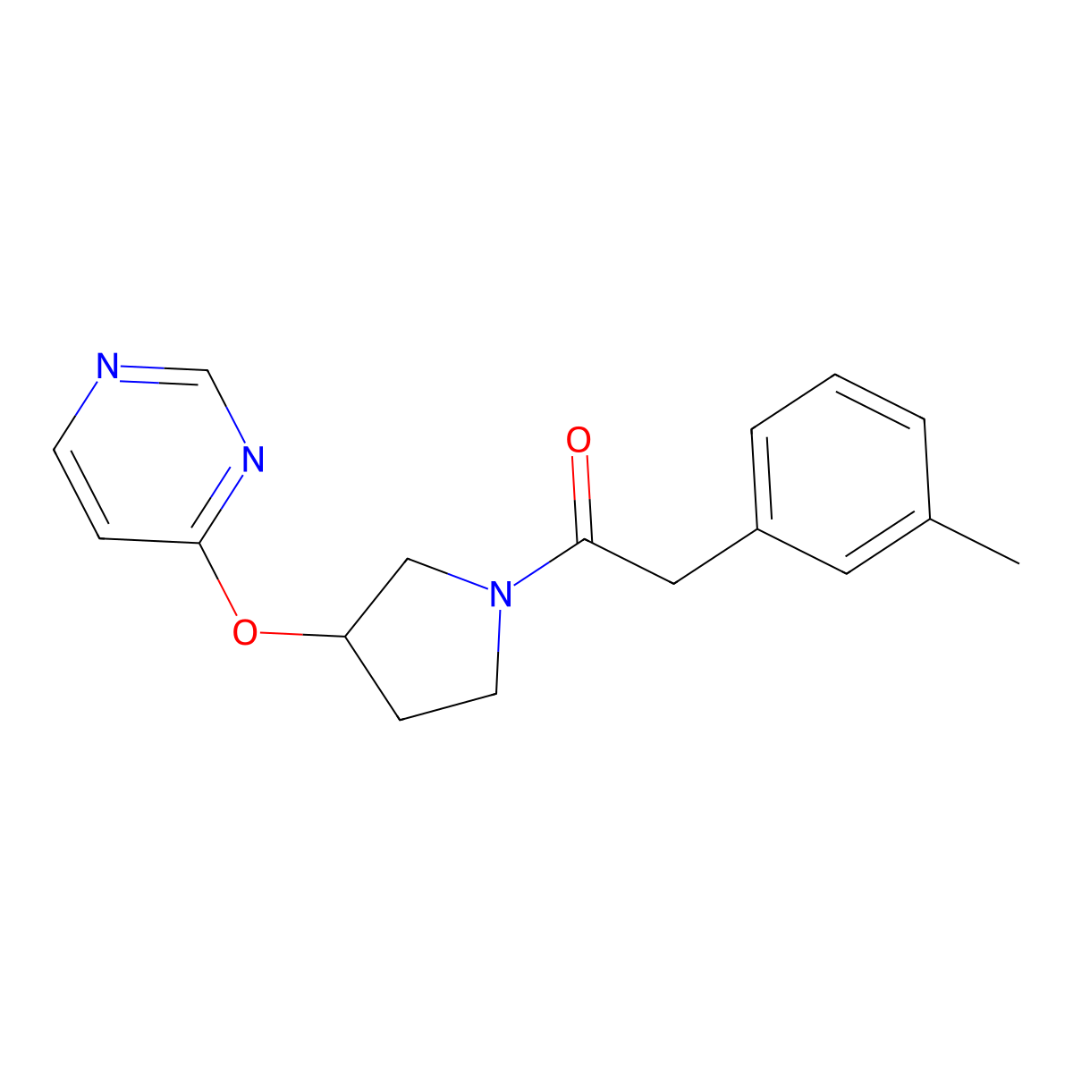 1-(3-(Pyrimidin-4-yloxy)pyrrolidin-1-yl)-2-(m-tolyl)ethanone molecular structure, CAS 2034396-00-2