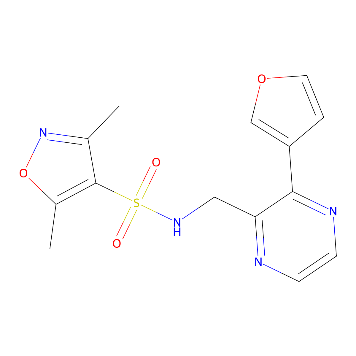 N-((3-(furan-3-yl)pyrazin-2-yl)methyl)-3,5-dimethylisoxazole-4-sulfonamide molecular structure, CAS 2034396-03-5