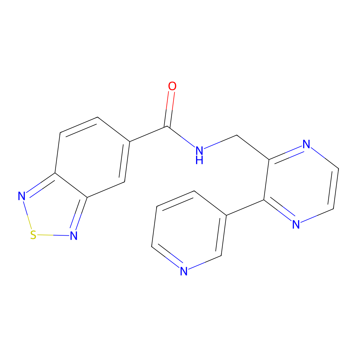 N-((3-(pyridin-3-yl)pyrazin-2-yl)methyl)benzo[c][1,2,5]thiadiazole-5-carboxamide molecular structure, CAS 2034396-13-7