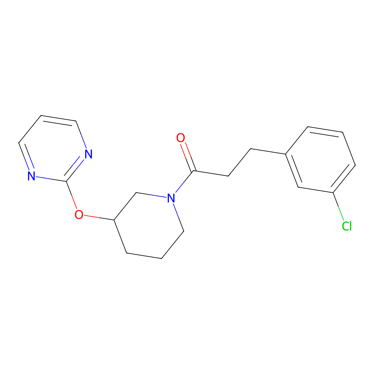 3-(3-Chlorophenyl)-1-[3-(pyrimidin-2-yloxy)piperidin-1-yl]propan-1-one molecular structure, CAS 2034396-17-1