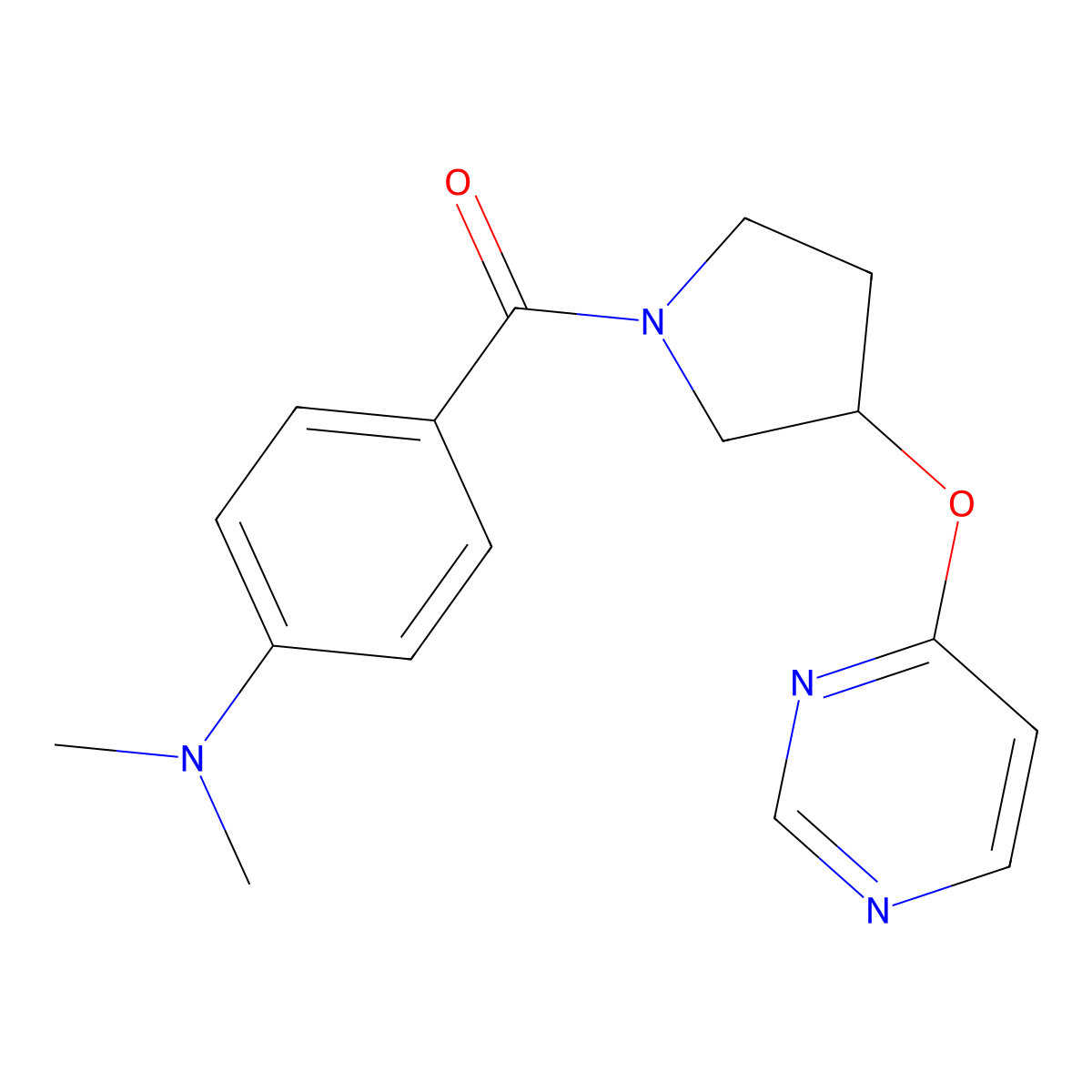 (4-(Dimethylamino)phenyl)(3-(pyrimidin-4-yloxy)pyrrolidin-1-yl)methanone molecular structure, CAS 2034396-18-2