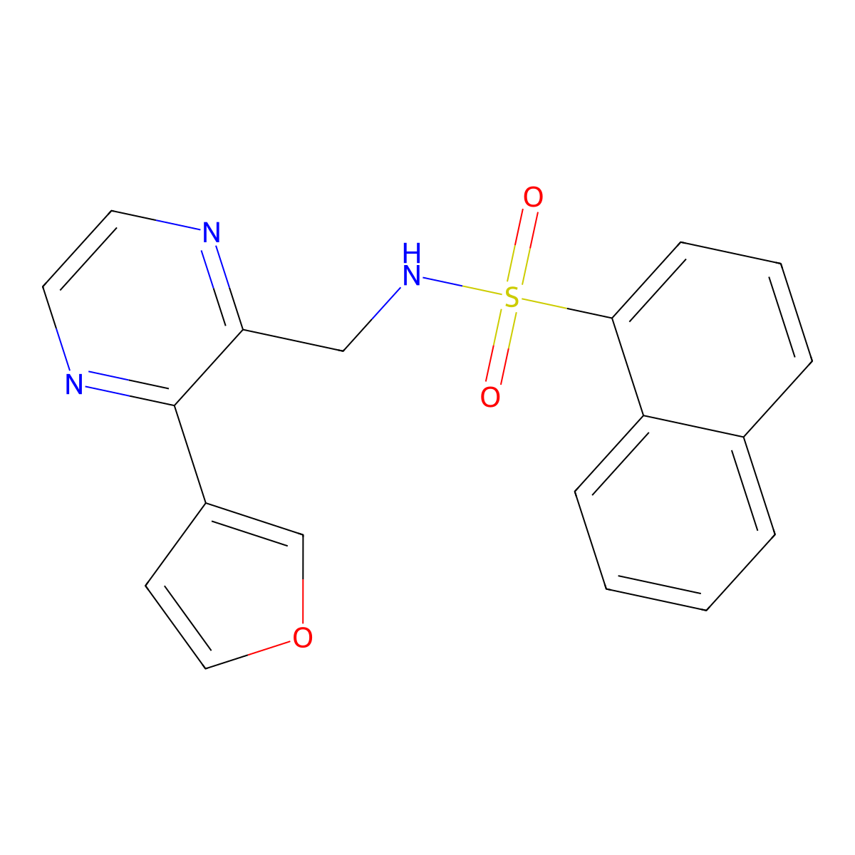 N-{[3-(furan-3-yl)pyrazin-2-yl]methyl}naphthalene-1-sulfonamide molecular structure, CAS 2034396-29-5