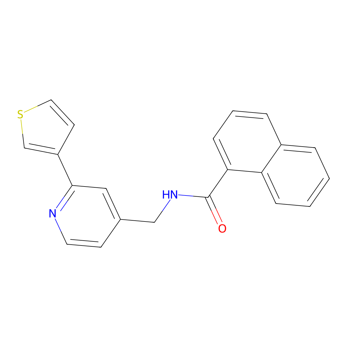 N-((2-(thiophen-3-yl)pyridin-4-yl)methyl)-1-naphthamide molecular structure, CAS 2034396-36-4