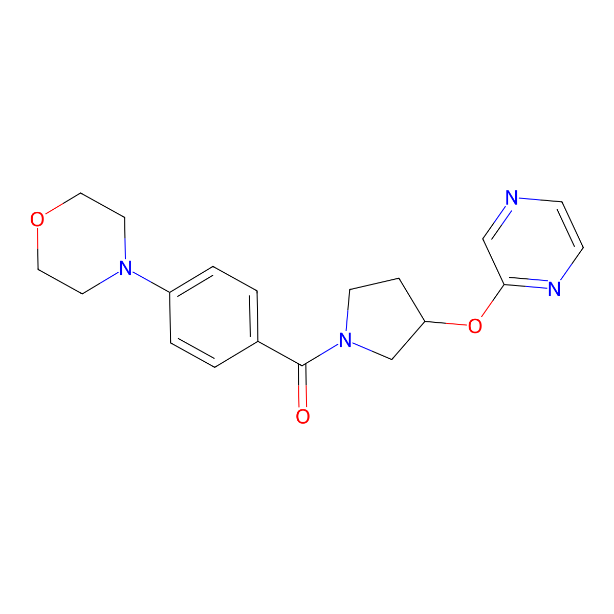 (4-Morpholinophenyl)(3-(pyrazin-2-yloxy)pyrrolidin-1-yl)methanone molecular structure, CAS 2034396-37-5