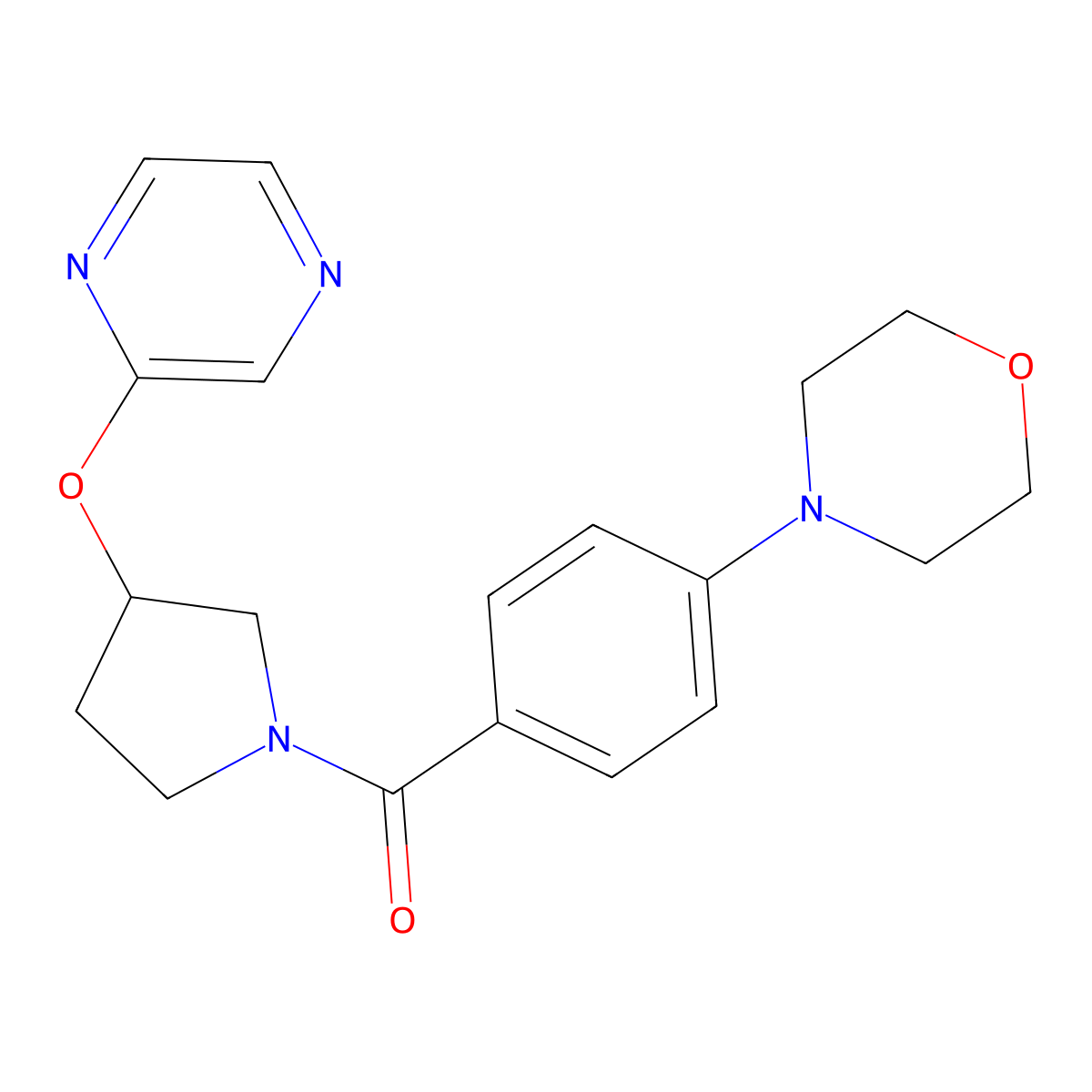 (4-Morpholinophenyl)(3-(pyrazin-2-yloxy)pyrrolidin-1-yl)methanone molecular structure, CAS 2034396-37-5