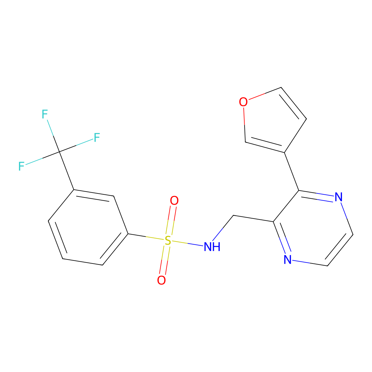 N-((3-(furan-3-yl)pyrazin-2-yl)methyl)-3-(trifluoromethyl)benzenesulfonamide molecular structure, CAS 2034396-39-7
