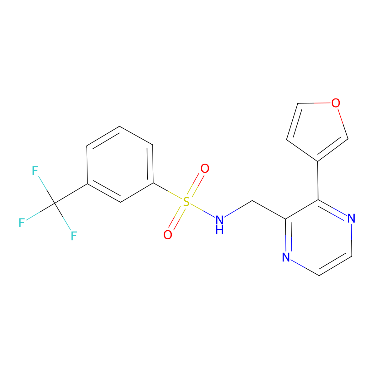 N-((3-(furan-3-yl)pyrazin-2-yl)methyl)-3-(trifluoromethyl)benzenesulfonamide molecular structure, CAS 2034396-39-7