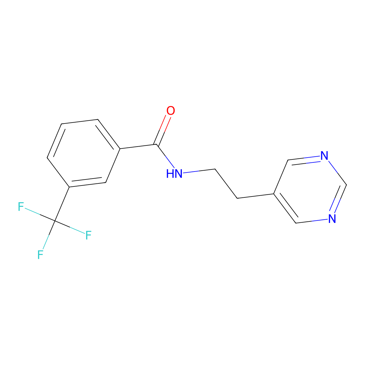 N-(2-(pyrimidin-5-yl)ethyl)-3-(trifluoromethyl)benzamide molecular structure, CAS 2034396-40-0