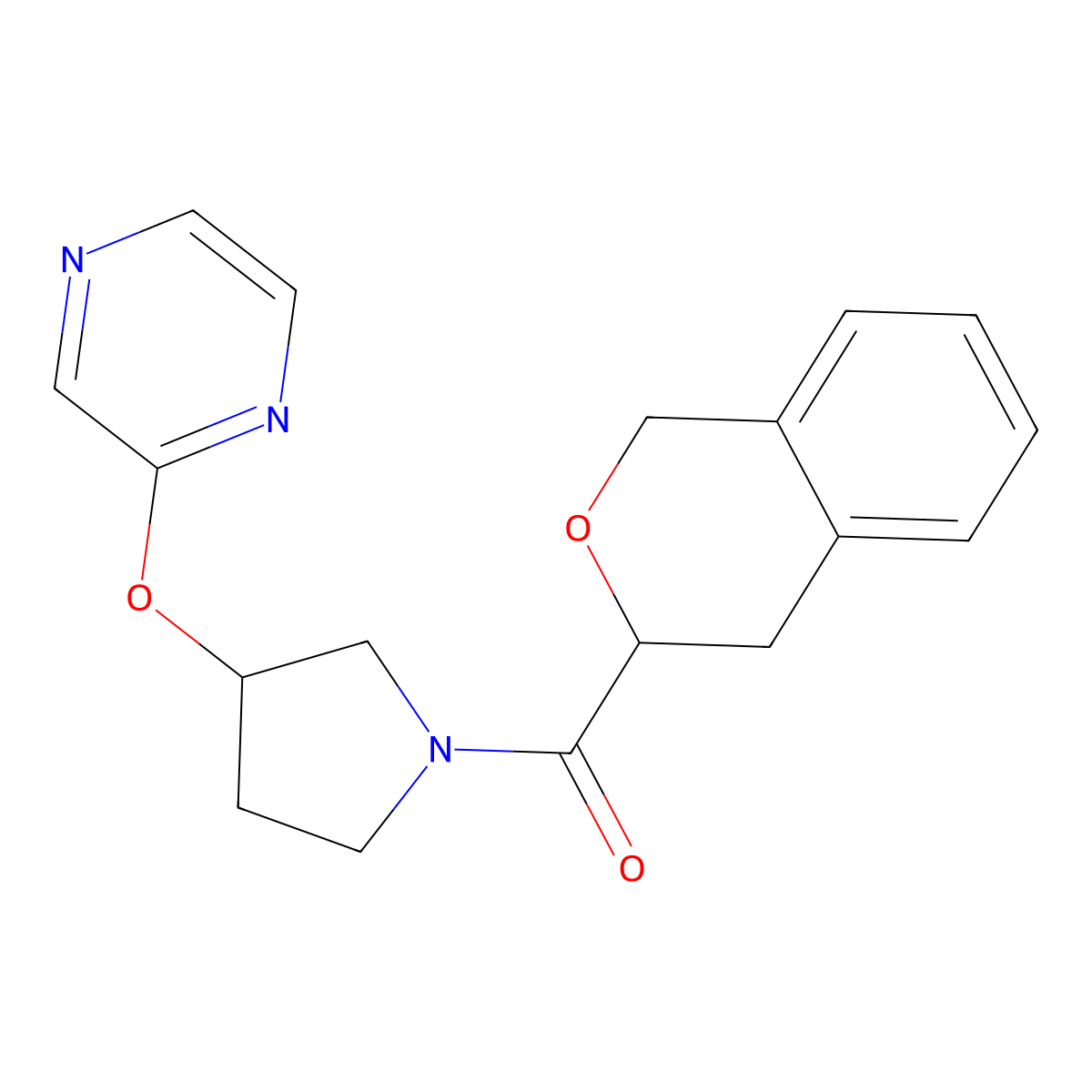 Isochroman-3-yl(3-(pyrazin-2-yloxy)pyrrolidin-1-yl)methanone molecular structure, CAS 2034396-45-5