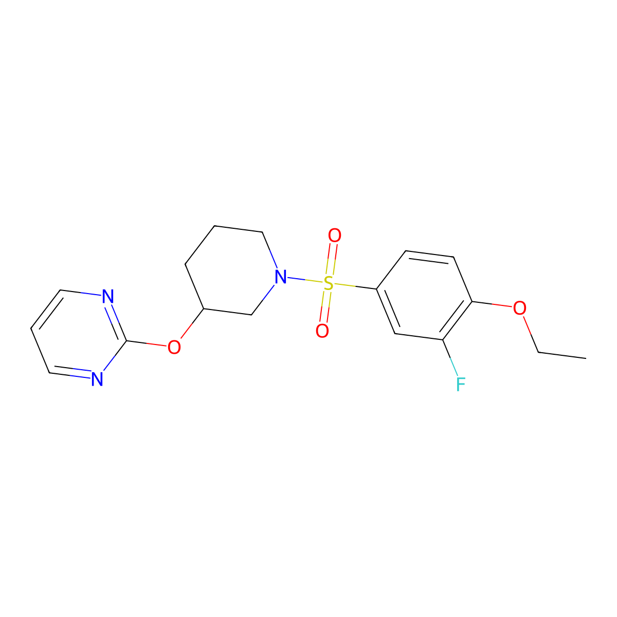 2-((1-((4-Ethoxy-3-fluorophenyl)sulfonyl)piperidin-3-yl)oxy)pyrimidine molecular structure, CAS 2034396-52-4