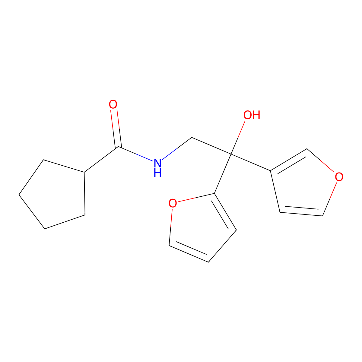 N-[2-(furan-2-yl)-2-(furan-3-yl)-2-hydroxyethyl]cyclopentanecarboxamide molecular structure, CAS 2034396-53-5