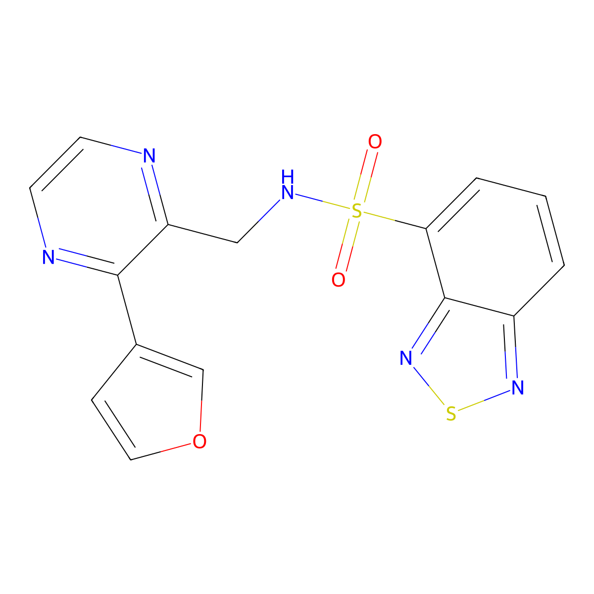 N-((3-(furan-3-yl)pyrazin-2-yl)methyl)benzo[c][1,2,5]thiadiazole-4-sulfonamide molecular structure, CAS 2034396-54-6