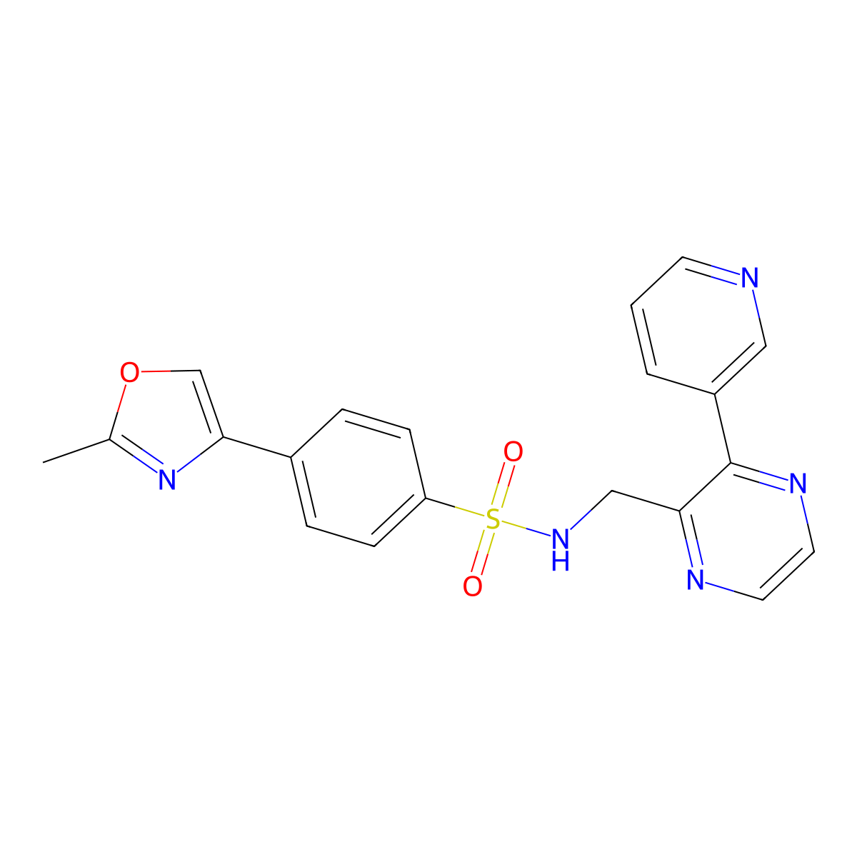 4-(2-methyloxazol-4-yl)-N-((3-(pyridin-3-yl)pyrazin-2-yl)methyl)benzenesulfonamide molecular structure, CAS 2034396-56-8
