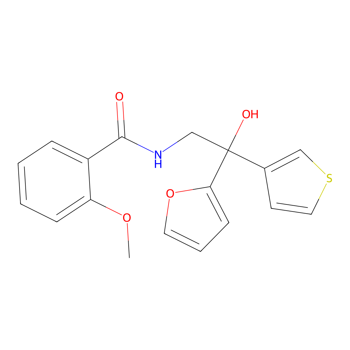 N-[2-(furan-2-yl)-2-hydroxy-2-(thiophen-3-yl)ethyl]-2-methoxybenzamide molecular structure, CAS 2034396-67-1