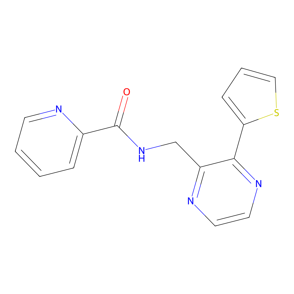 N-((3-(thiophen-2-yl)pyrazin-2-yl)methyl)picolinamide molecular structure, CAS 2034396-68-2