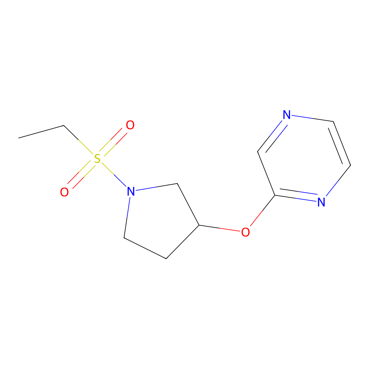 2-((1-(Ethylsulfonyl)pyrrolidin-3-yl)oxy)pyrazine molecular structure, CAS 2034396-70-6