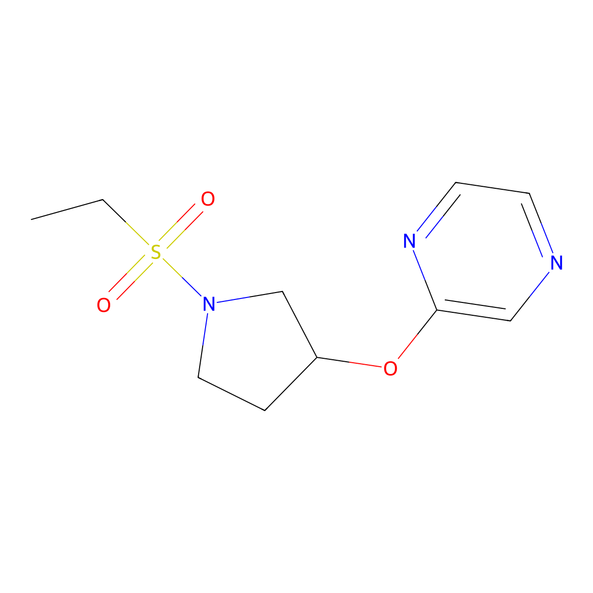 2-((1-(Ethylsulfonyl)pyrrolidin-3-yl)oxy)pyrazine molecular structure, CAS 2034396-70-6