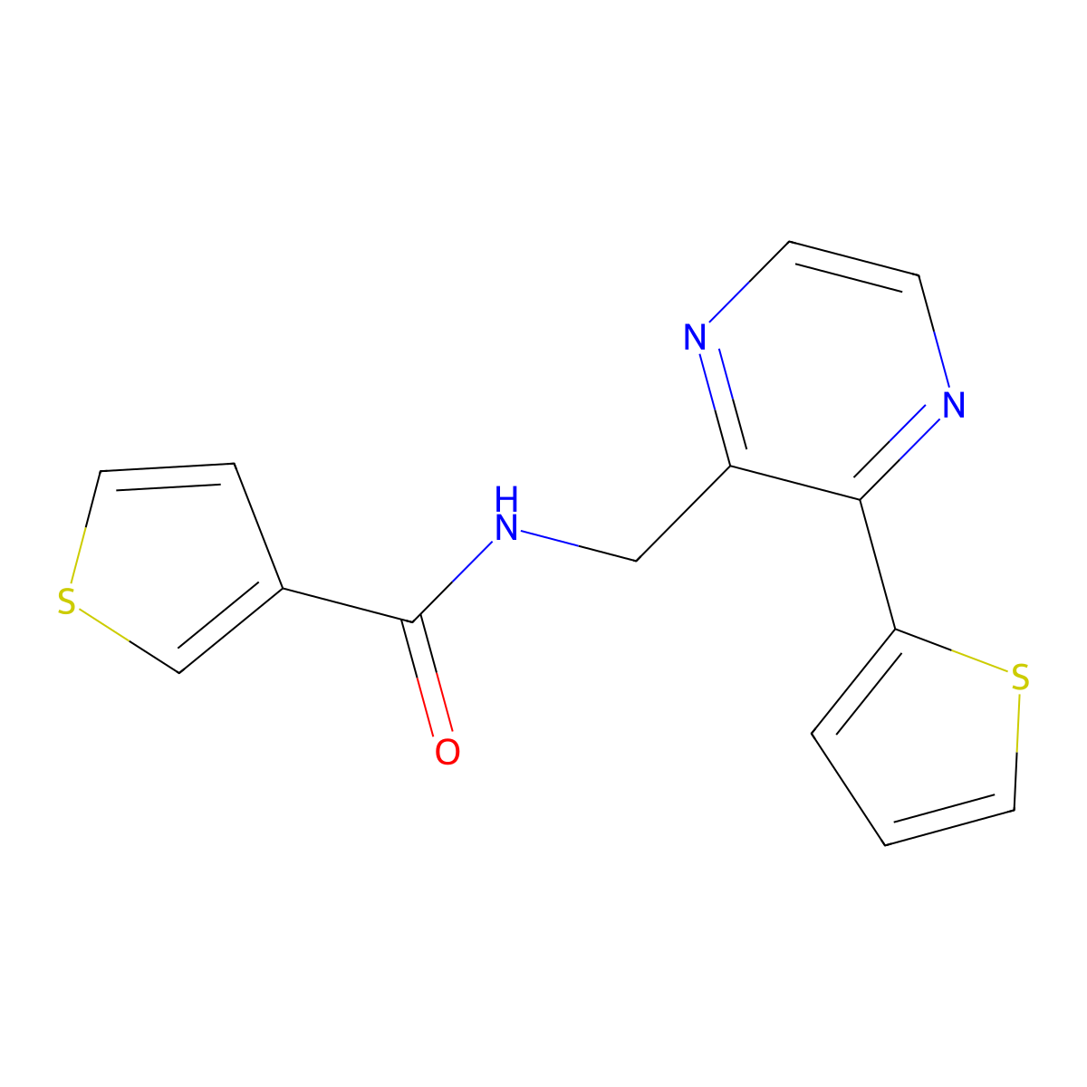 N-{[3-(thiophen-2-yl)pyrazin-2-yl]methyl}thiophene-3-carboxamide molecular structure, CAS 2034396-74-0