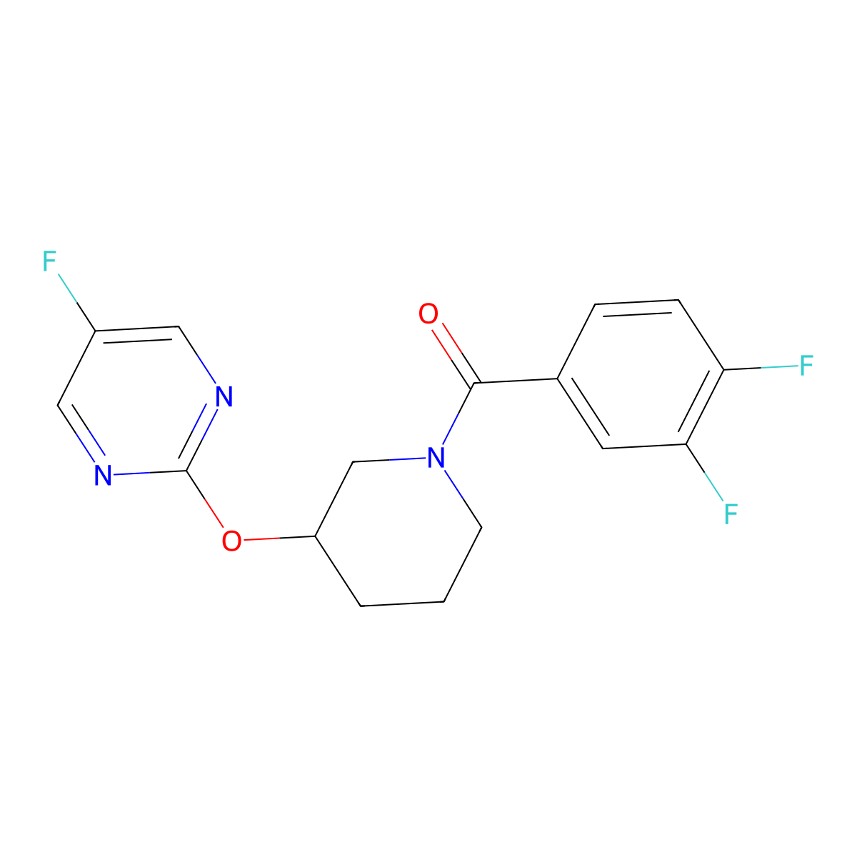 (3,4-Difluorophenyl)(3-((5-fluoropyrimidin-2-yl)oxy)piperidin-1-yl)methanone molecular structure, CAS 2034396-79-5