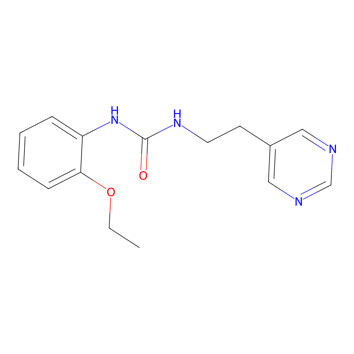 1-(2-Ethoxyphenyl)-3-(2-(pyrimidin-5-yl)ethyl)urea molecular structure, CAS 2034396-86-4