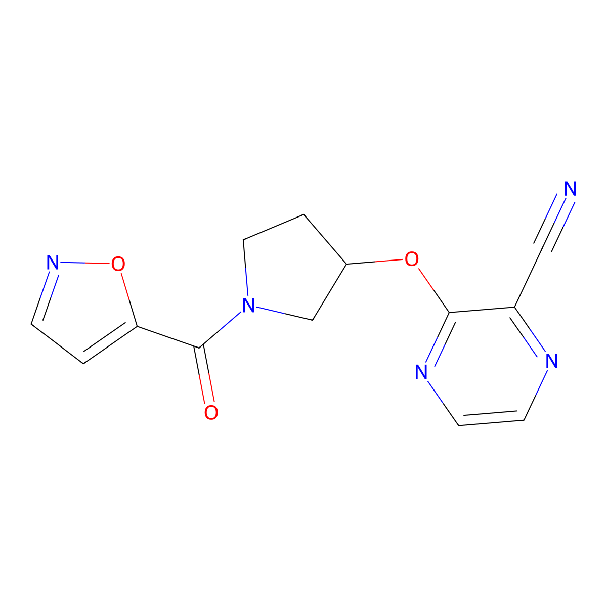 3-((1-(Isoxazole-5-carbonyl)pyrrolidin-3-yl)oxy)pyrazine-2-carbonitrile molecular structure, CAS 2034396-90-0