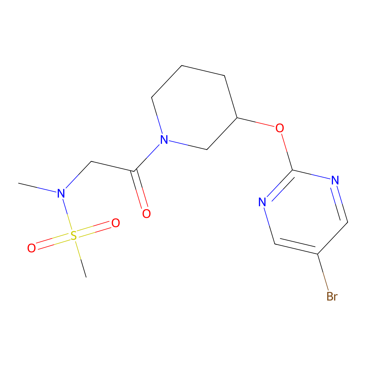 N-(2-{3-[(5-bromopyrimidin-2-yl)oxy]piperidin-1-yl}-2-oxoethyl)-N-methylmethanesulfonamide molecular structure, CAS 2034396-91-1