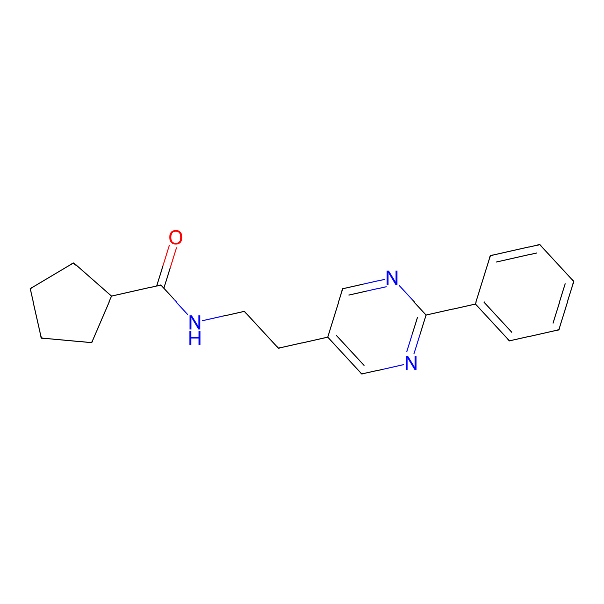 N-[2-(2-phenylpyrimidin-5-yl)ethyl]cyclopentanecarboxamide molecular structure, CAS 2034396-92-2
