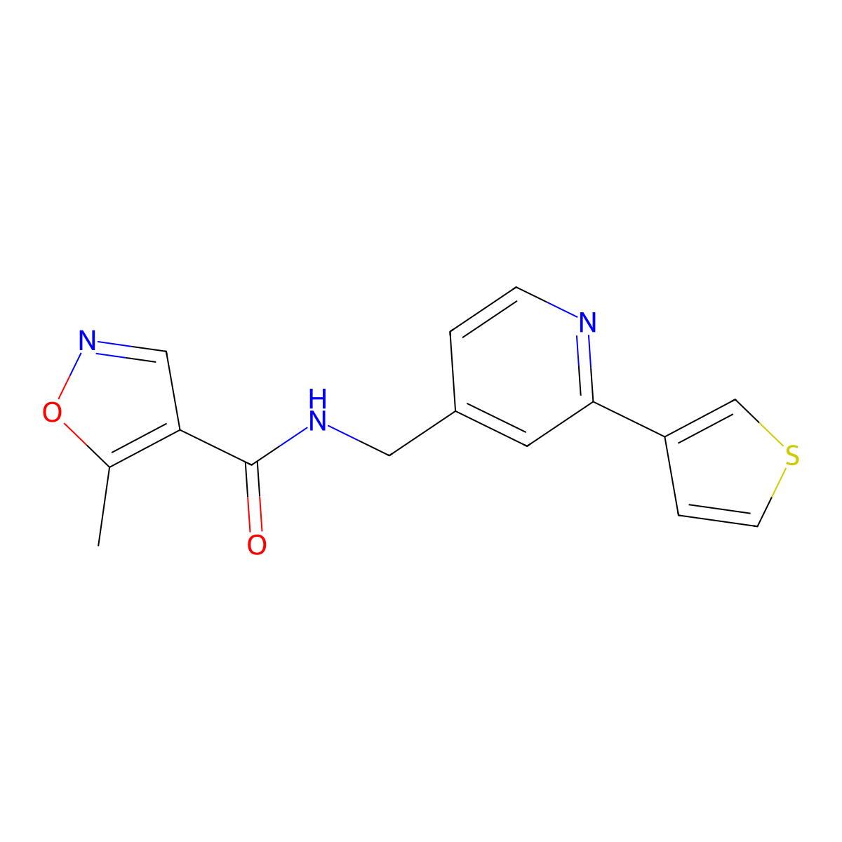5-methyl-N-((2-(thiophen-3-yl)pyridin-4-yl)methyl)isoxazole-4-carboxamide molecular structure, CAS 2034396-96-6